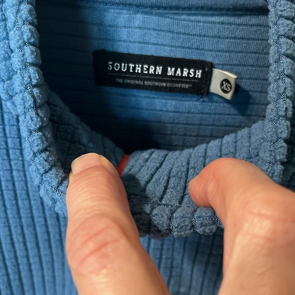 Southern Marsh Grid Fleece Pullover Mens Womens XS Blue - Picture 3 of 7